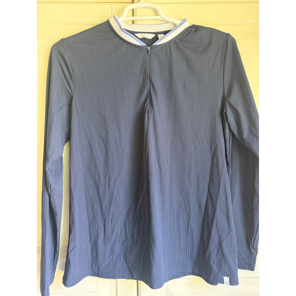Lady Hagen Womens XL Navy Blue Ribbed Quarter Zip Long Sleeve‎ Golf Top Active
